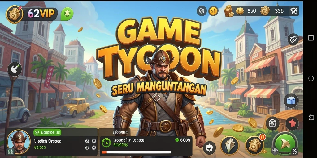 Tangkapan layar gameplay 62VIP menampilkan aktivitas pengelolaan bisnis yang seru.