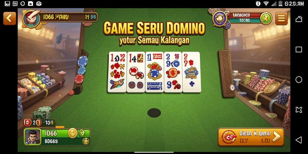 Screenshot gameplay ID66 yang memperlihatkan aksi seru Domino.