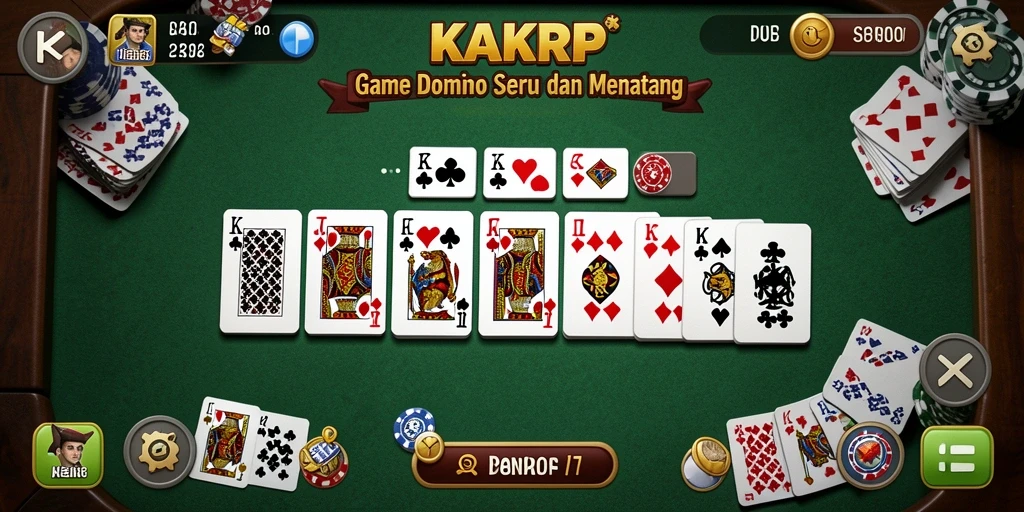 Screenshot KAKRP menampilkan gameplay intens Domino yang menyenangkan.