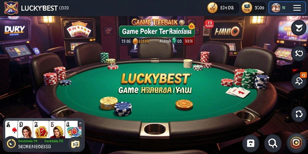 Tampilan gameplay seru di LUCKYBEST dengan banyak pemain Poker aktif.