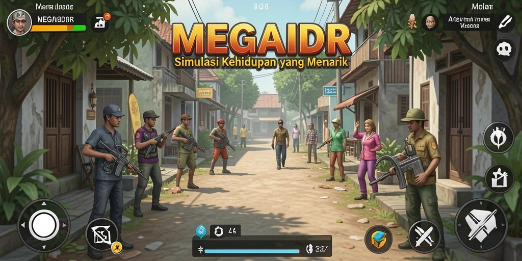 Gameplay MEGAIDR dengan grafik yang menarik dan interaksi karakter yang hidup.