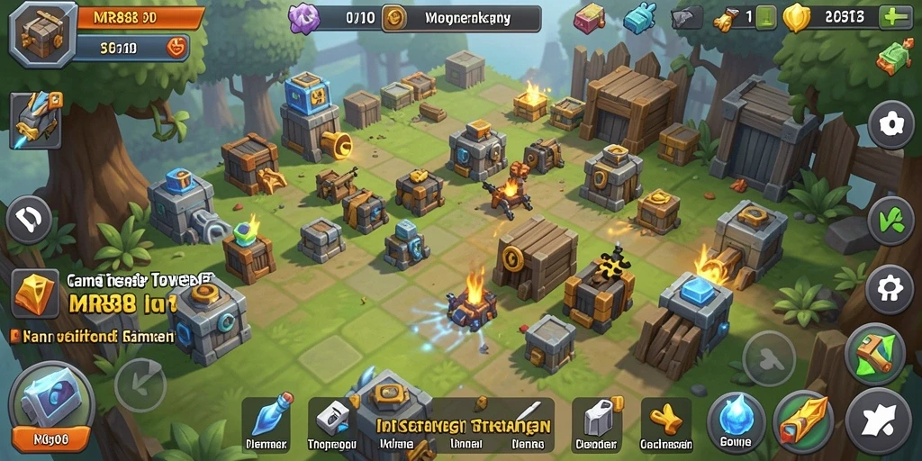 Gameplay mendebarkan dalam menara pertahanan dan strategi.