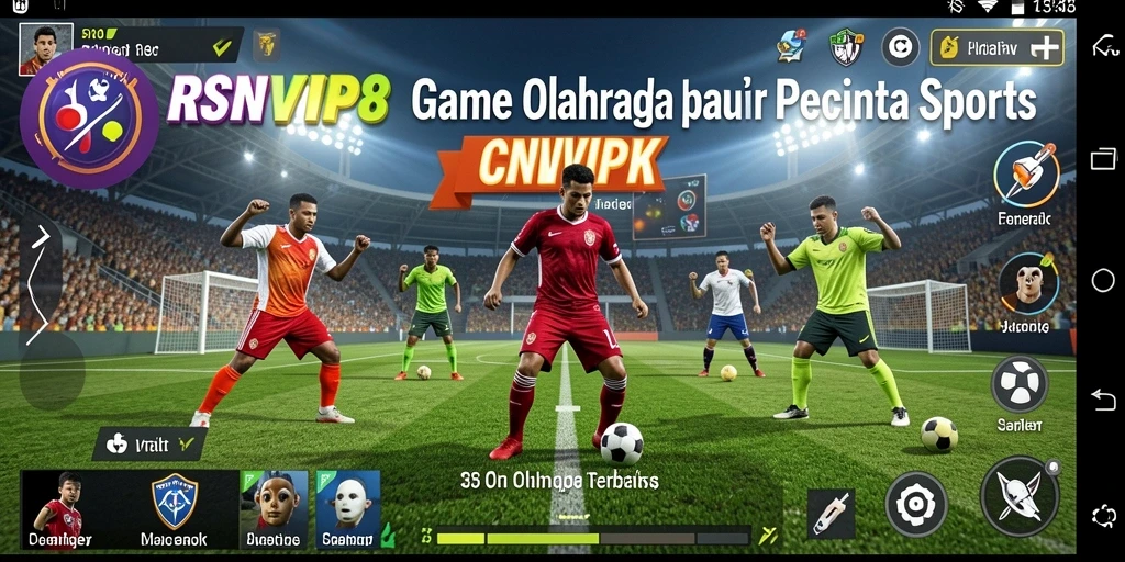 Menampilkan aksi pertandingan yang mendebarkan dalam game olahraga.