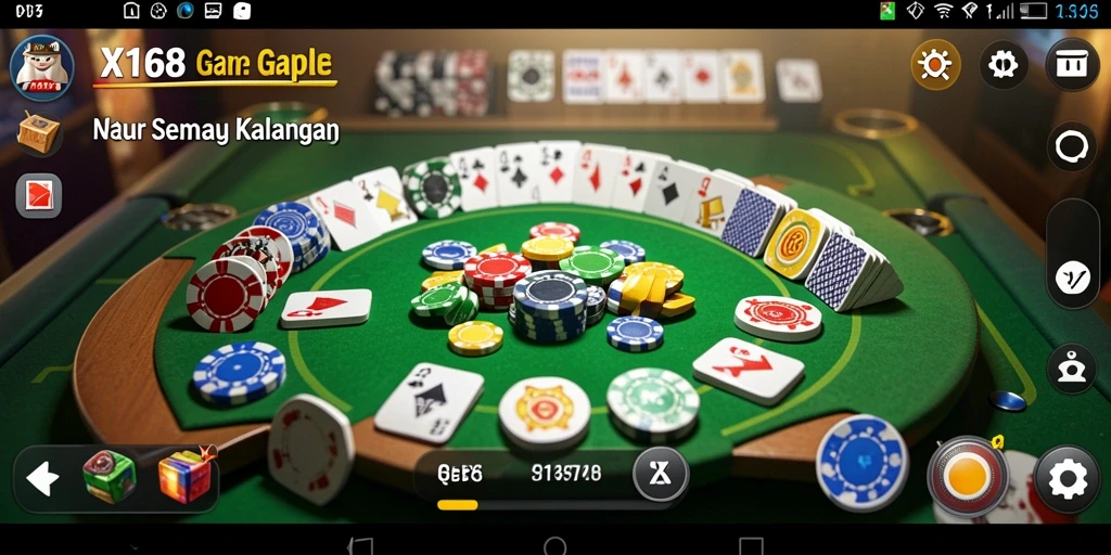 Tampilan gameplay seru X168 dengan kartu gaple.